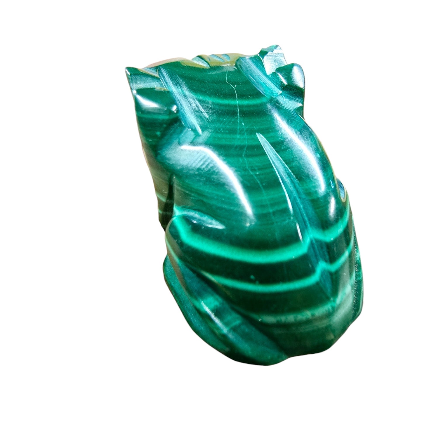Vintage Tiny Malachite Frog Figurine FLAW, See details