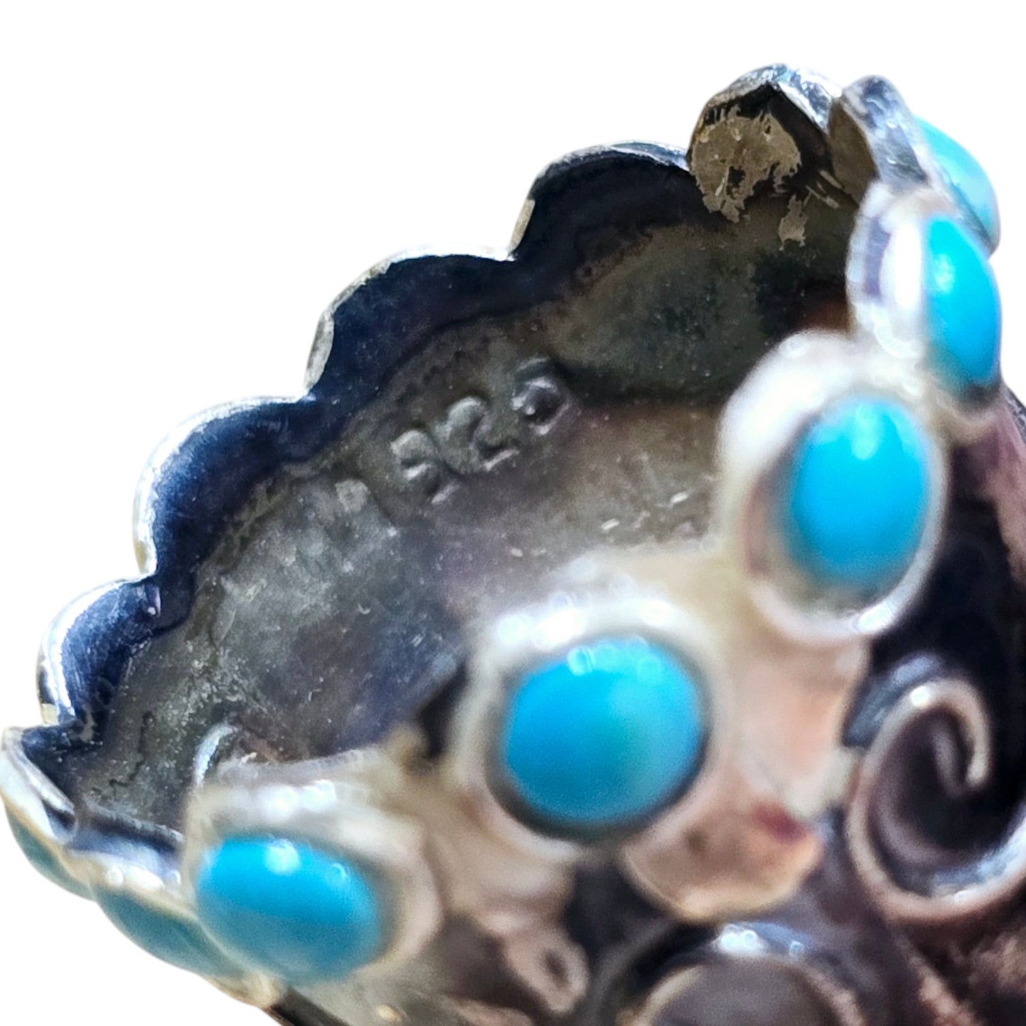 925 Sterling Silver Thimble with Turquoise Cabochon Marked Made in Mexico