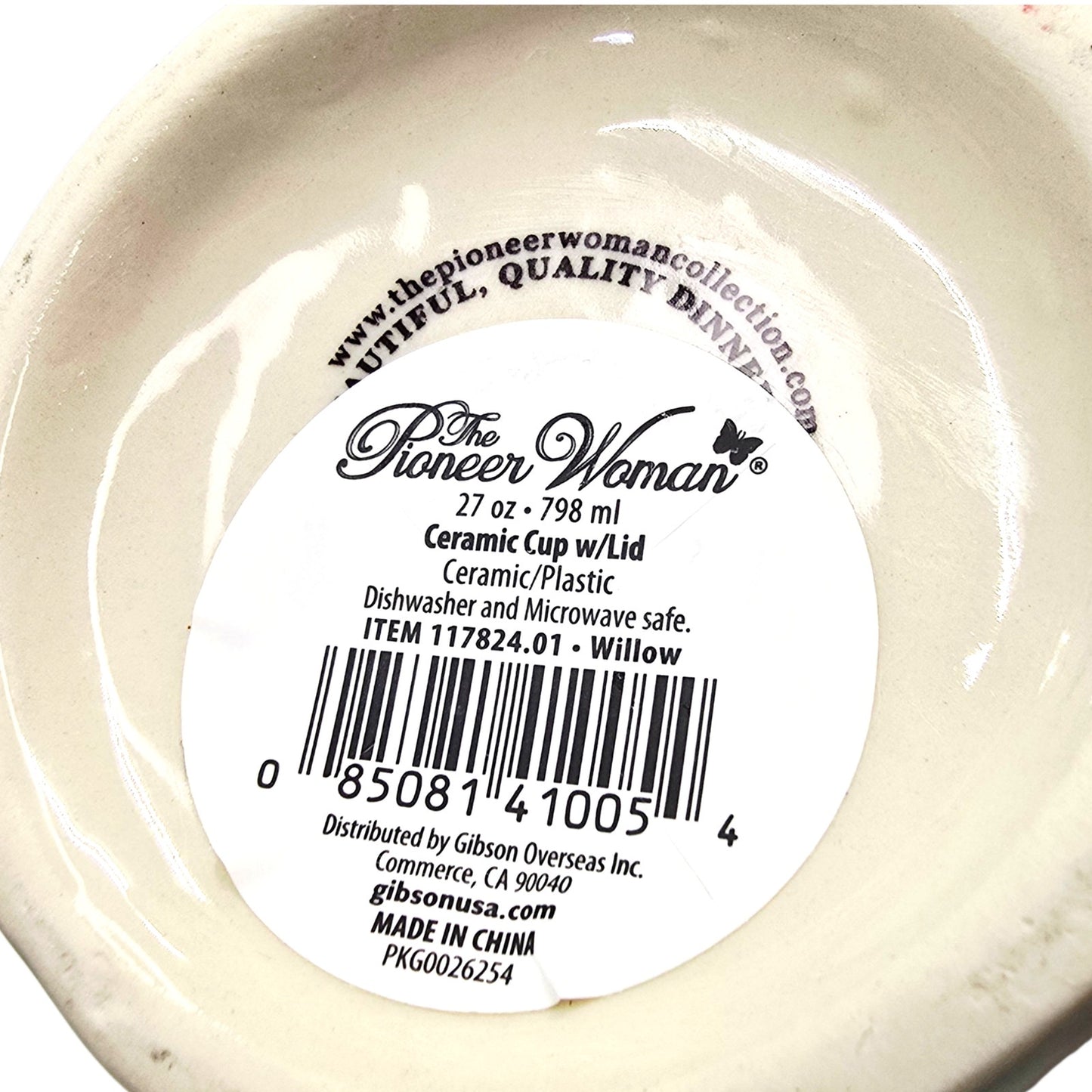 Pioneer Woman Willow 27oz Ceramic Cup Mug Floral Mint Handle Farmhouse Kitchen