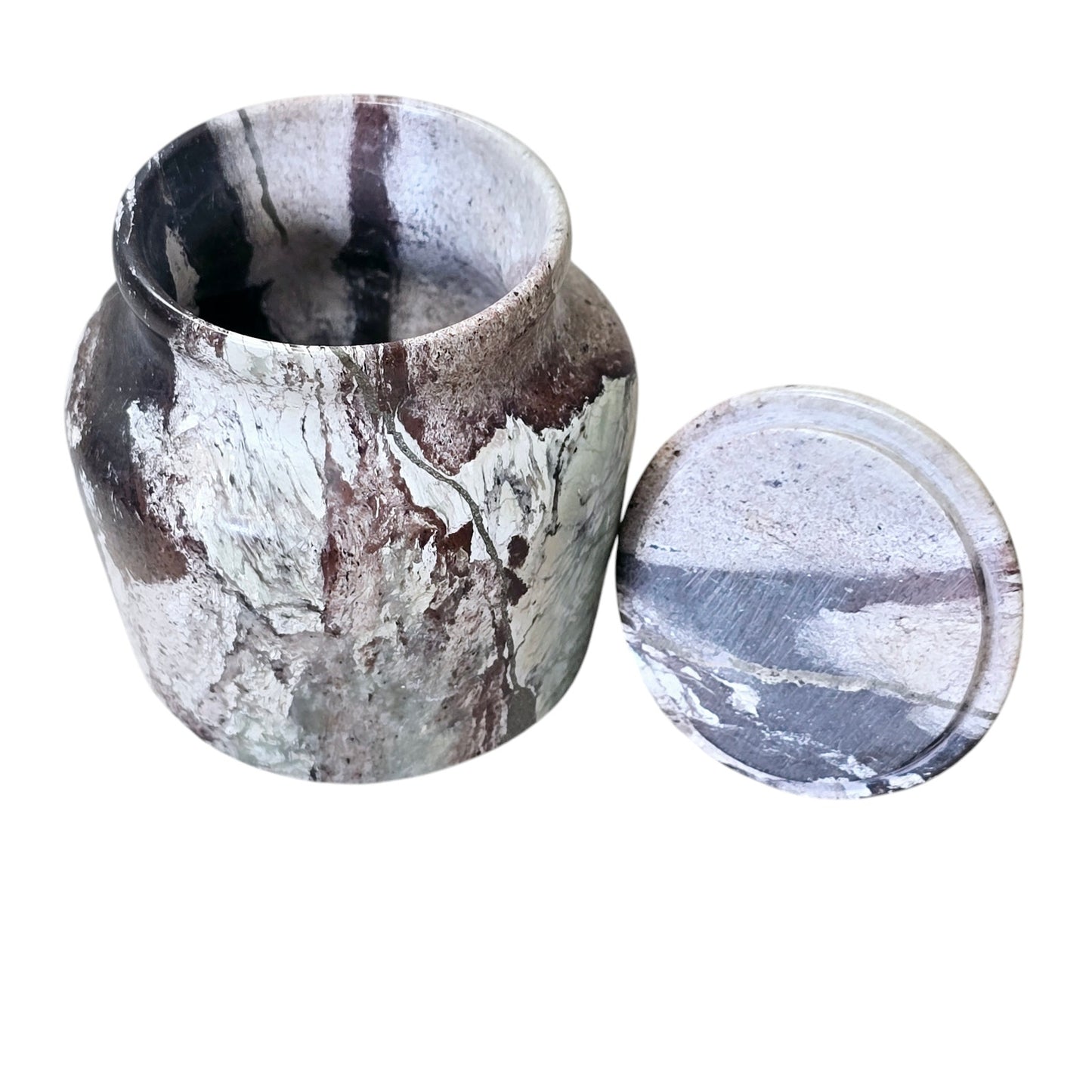 Small Decorative Marble Jar with Lid, Lidded Solid Marble Jar Trinket