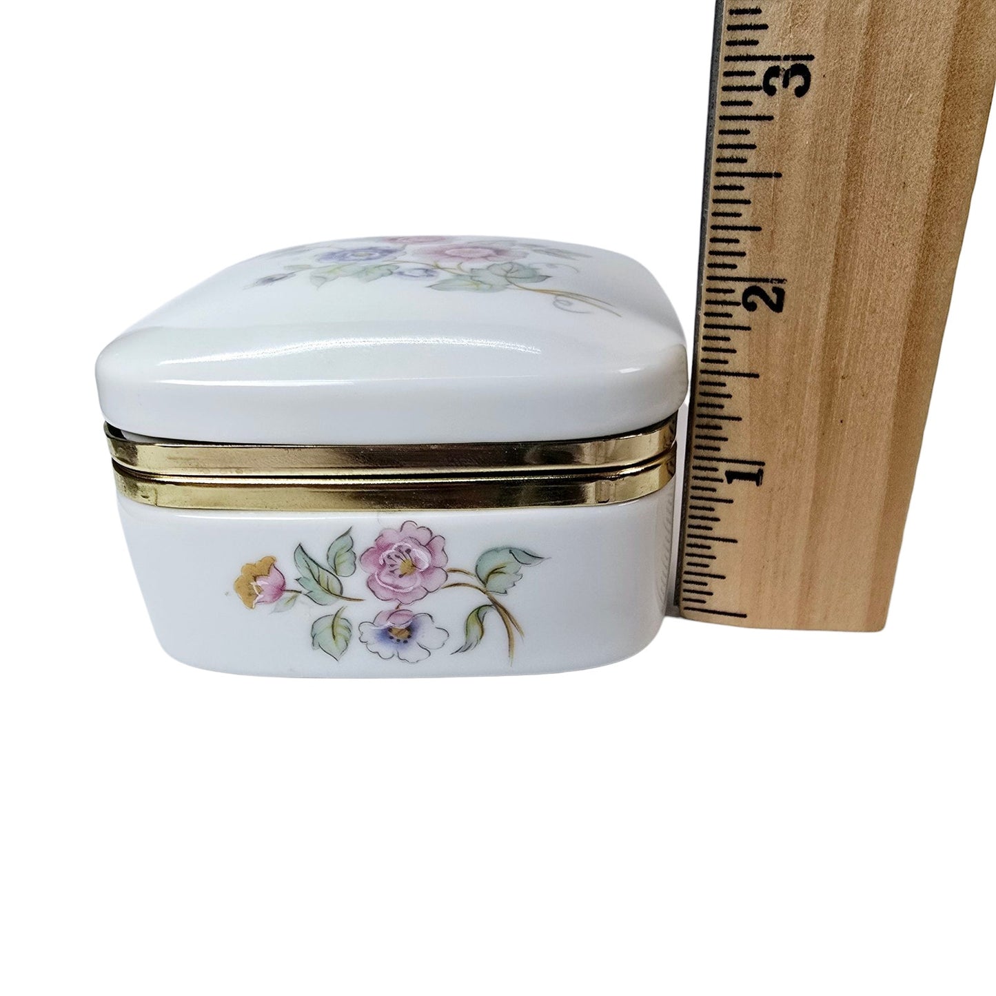 Rounded Square Floral Trinket Box Made in Japan