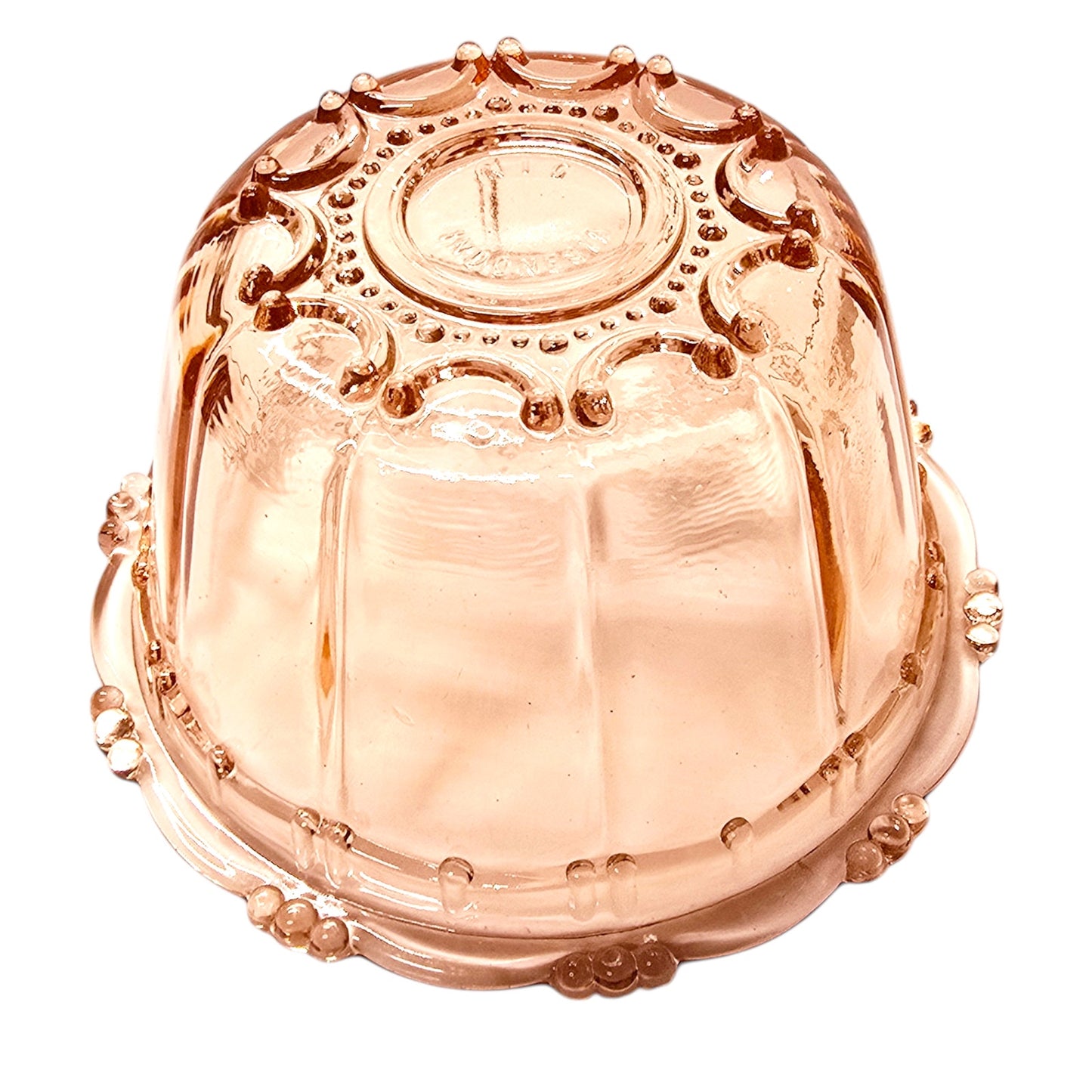 Vintage Indonesian Pink Glass Trinket Dish Oyster Pearl Pattern