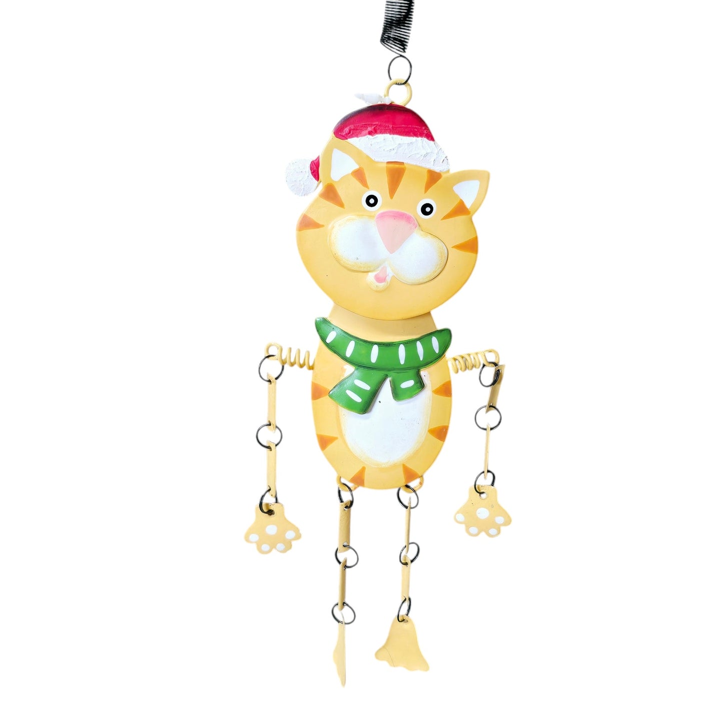 Metal Hangin Holiday Cat Decoration