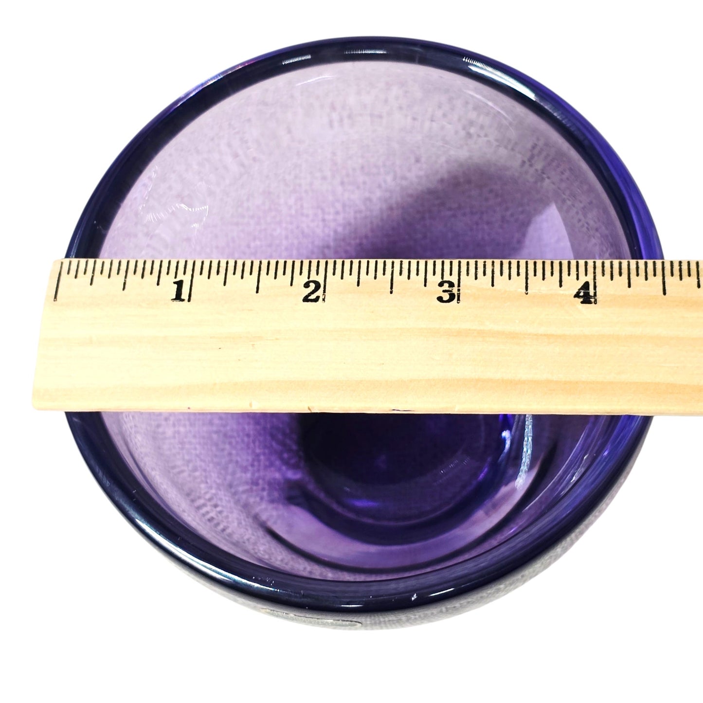 Authentic MCM Smålandshyttan Sweden Art Glass Candle Holder Purple Scandinavian