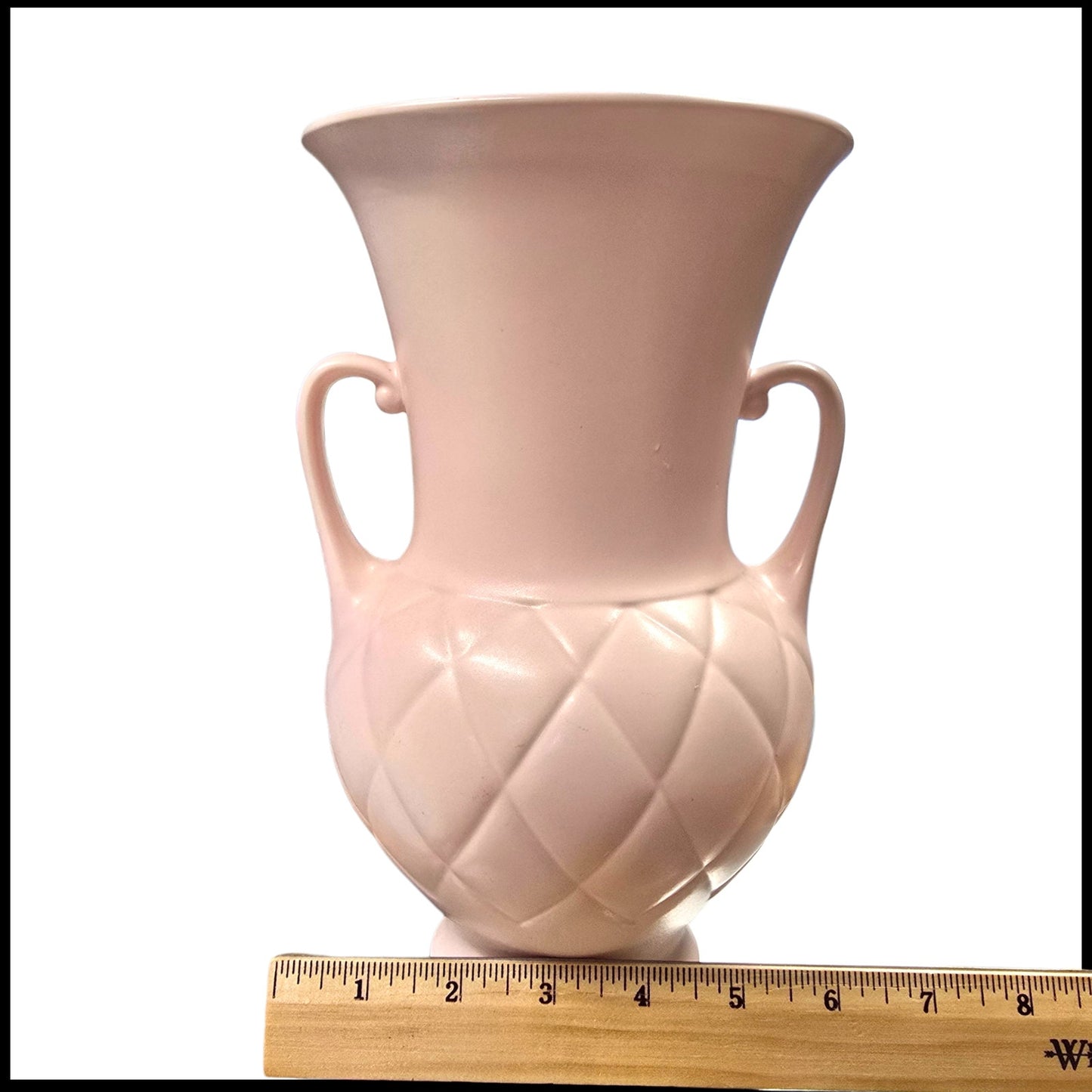 (For Customer) Hyalyn Pottery Pale Pink Matte Vase Quilted Diamond MCM Hollywood Regency USA