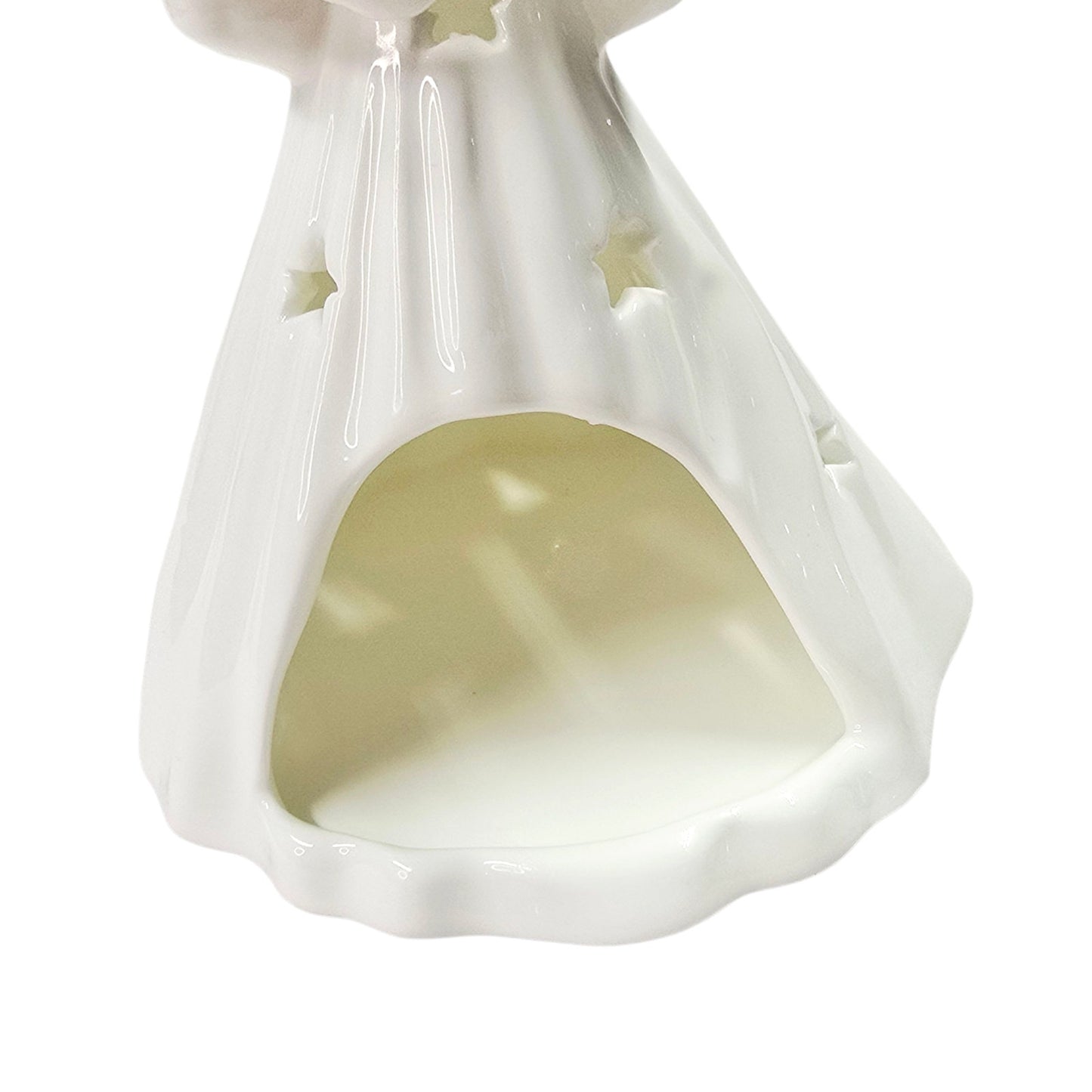Vtg Harrods London 1990 Porcelain Angel Figurine Fruit Garland Candle Holder