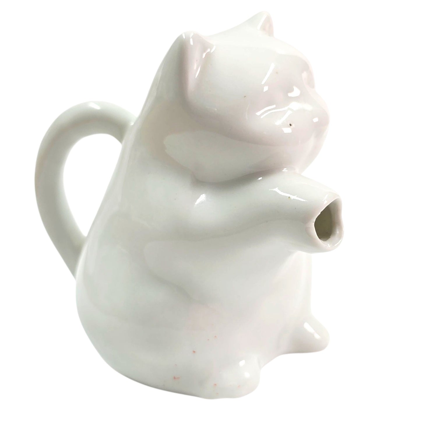 Tiny Kitty Cat Creamer White Porcelain Cat Creamer Mini Pitcher