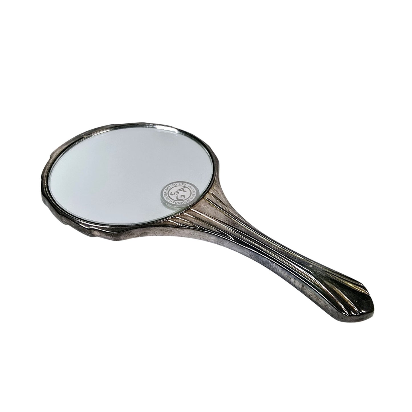 Vintage Godinger Silver Art Co Handheld Silver Plated Mirror Art Deco Design