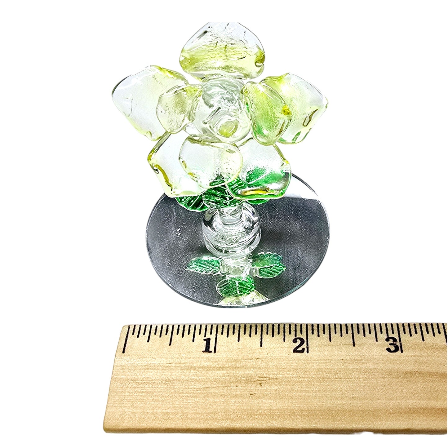 Small Art Glass Yellow Flower on Mirror