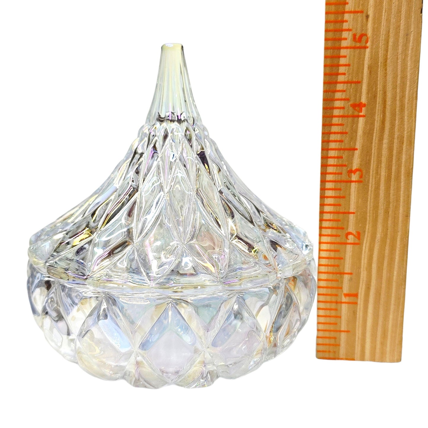 Godinger Hershey's Kisses Iridescent Crystal Candy Dish 5"Opal Diamond Cut Jar