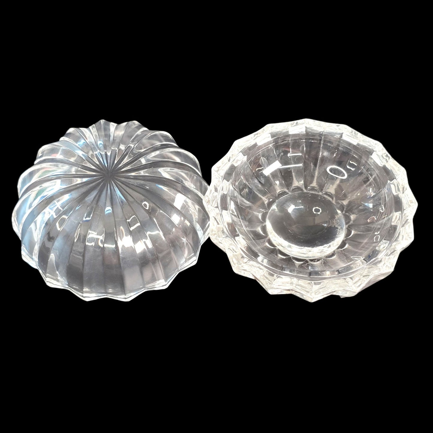Vtg Magnifying Lead Crystal Eye Lidded Trinket Box Column Panel