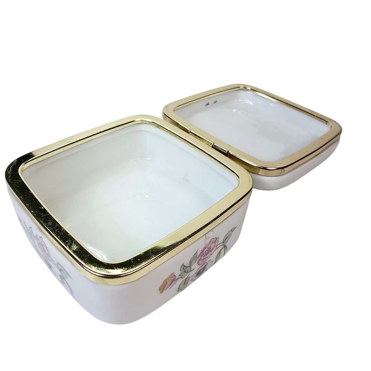Rounded Square Floral Trinket Box Made in Japan