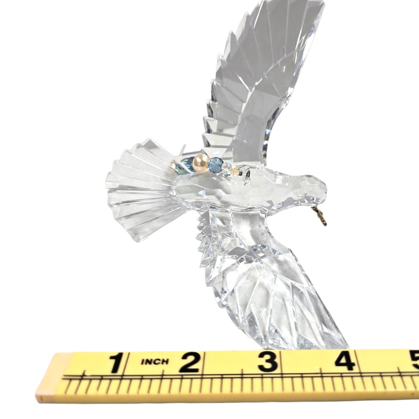 Acrylic Hanging Dove Carrying a Cross with Sparkly Beads, Christian Gift Hanging