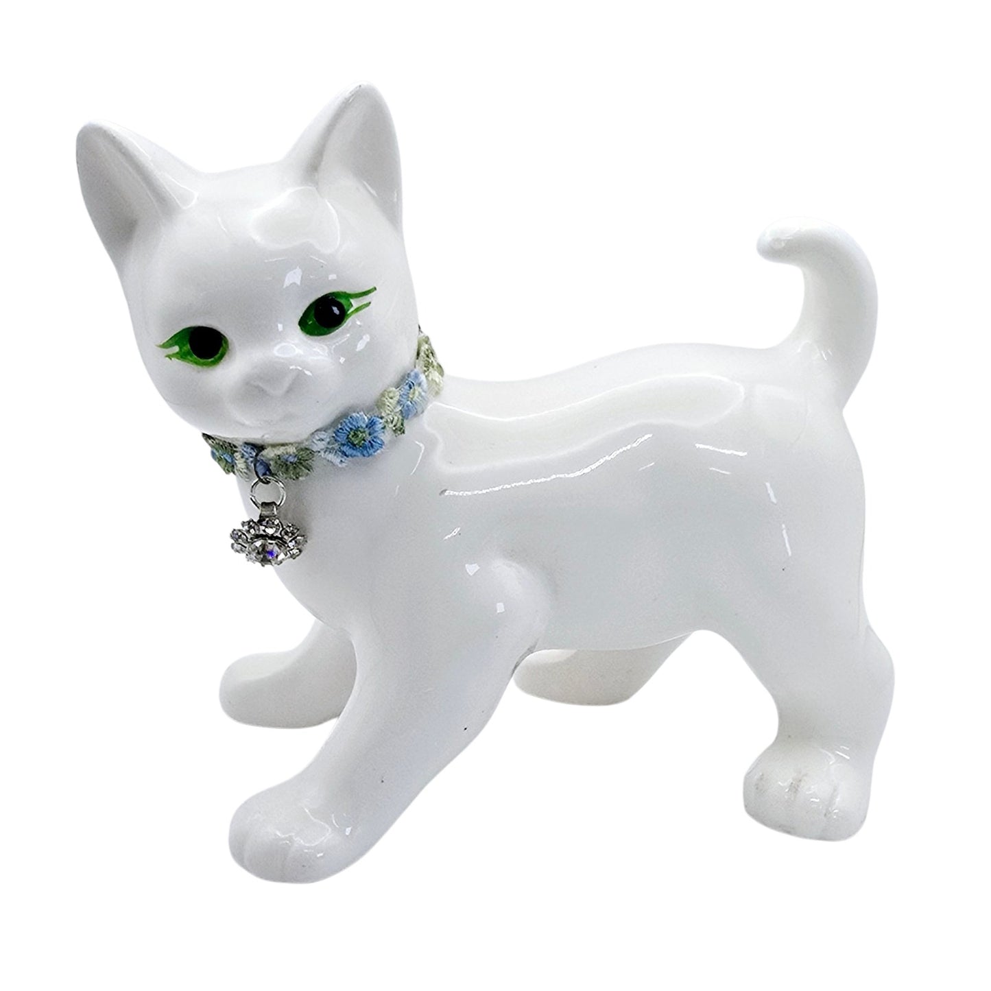 Vintage Porcelain White Cat Figurine Made in Taiwan