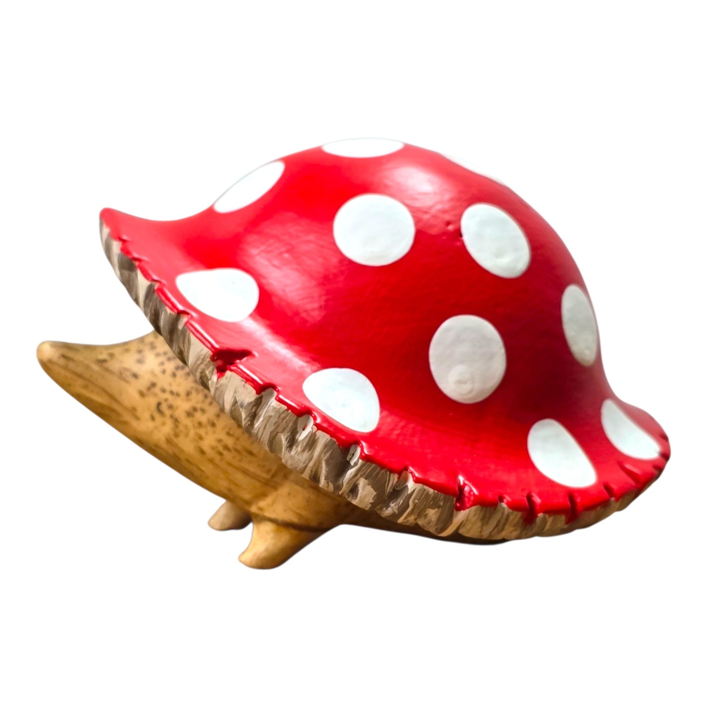 DCUK Wooden Hedgehog Mushroom Toadstool Cap Hand Carved Painted Figurine