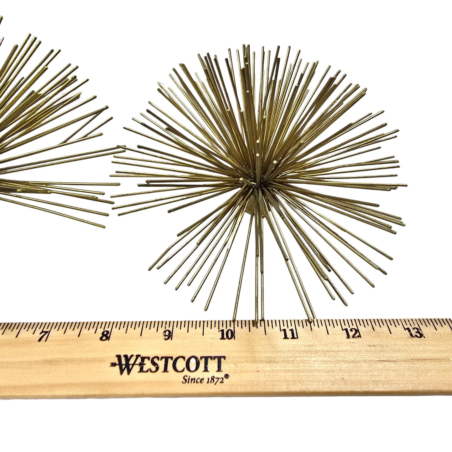 Two's Company Atomic Starburst Wall Art Set of 2 MCM Style Gold Urchin Brass