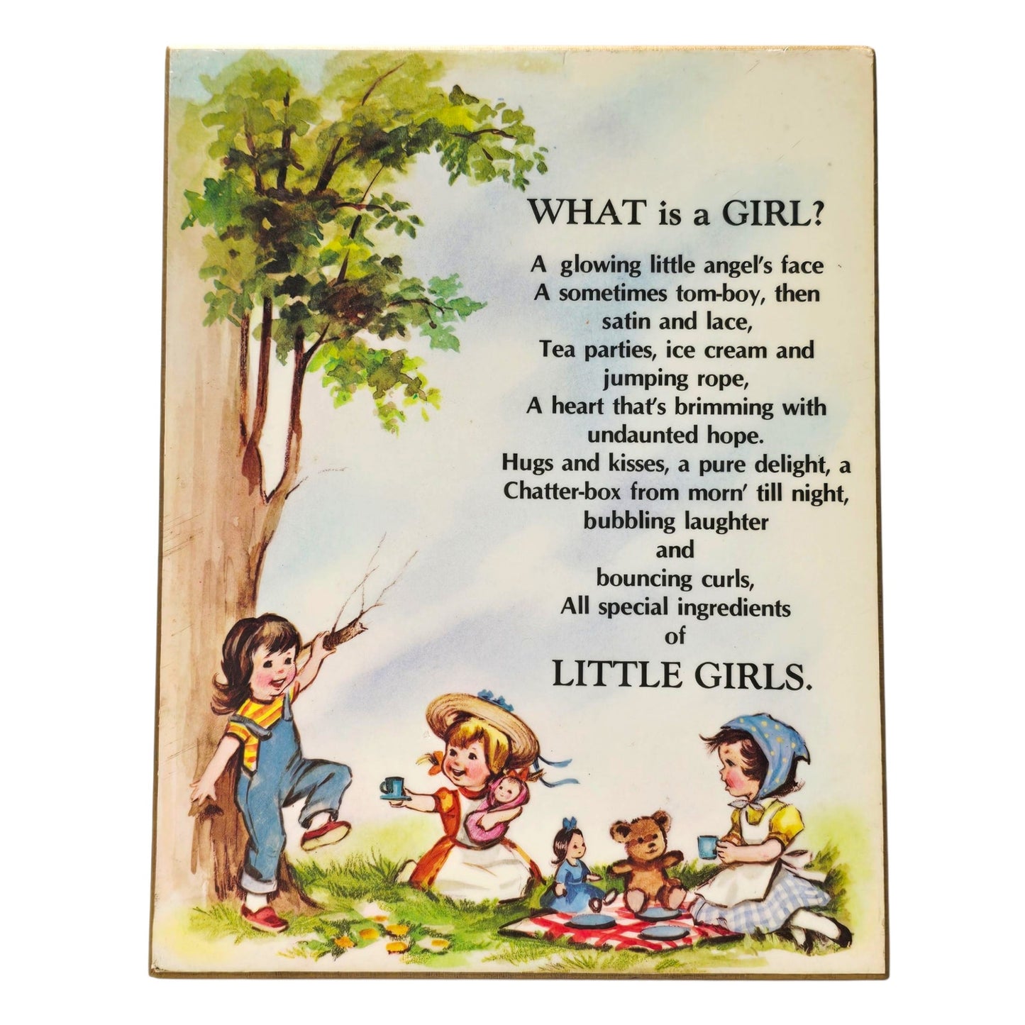 Vtg Little Girls Living Quotes What is a Girl Wall Plaque 1979 Russ Berrie USA