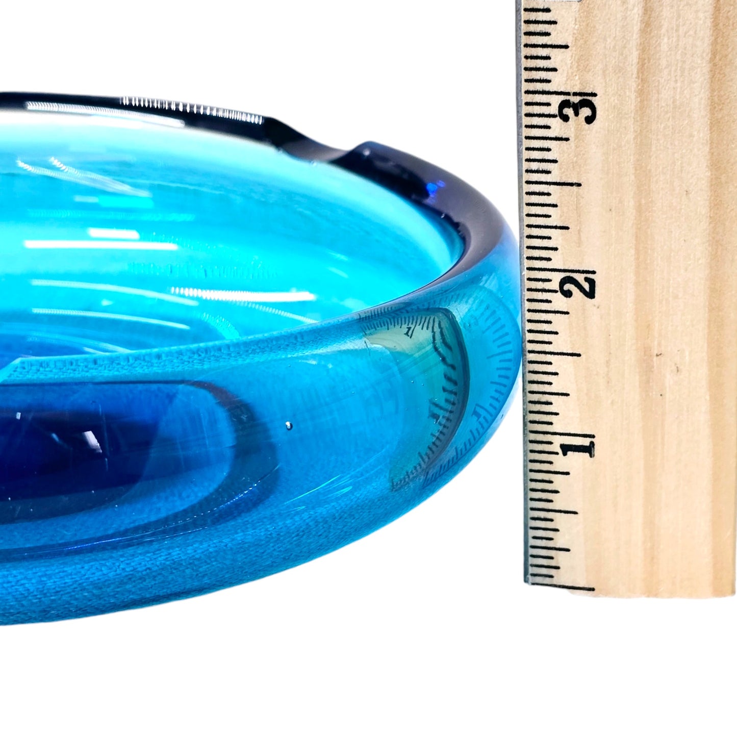Beautiful MCM Blue Glass Ashtray Trinket Dish