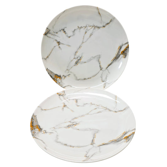 Set of 2 Wee's Melamine Dinner Plates Marble Pattern 11"