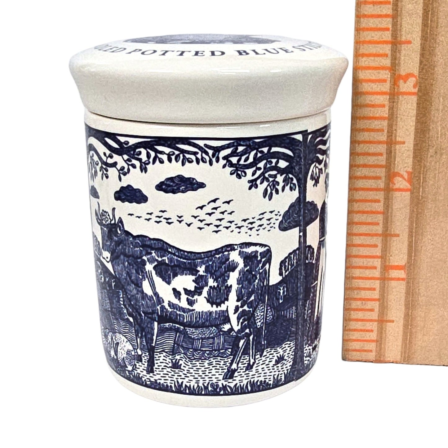 The Fine Cheese Co Blue Stilton Cheese Crock English Transferware Jar 3.2"