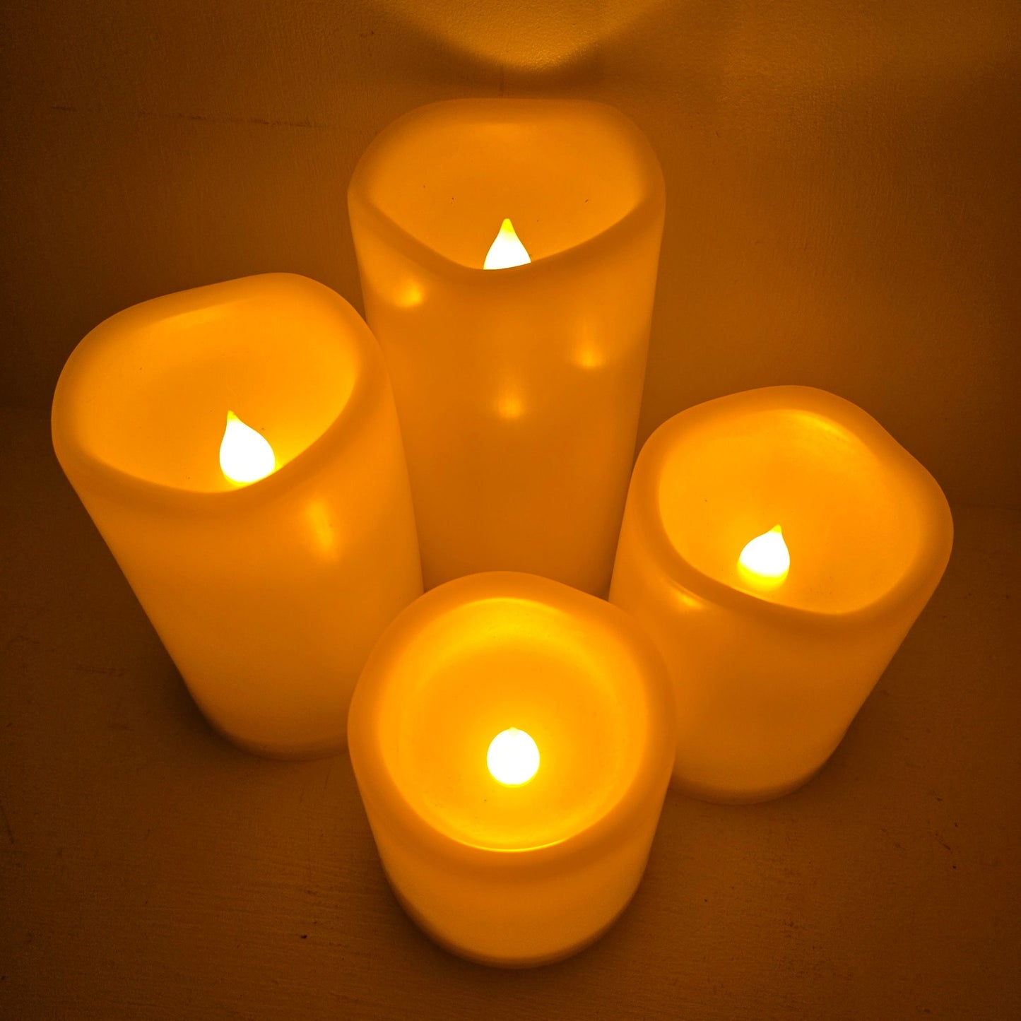 Flameless LED Candles Indoor Outdoor Plastic, Battery-Operated, Set of 4 Pillar