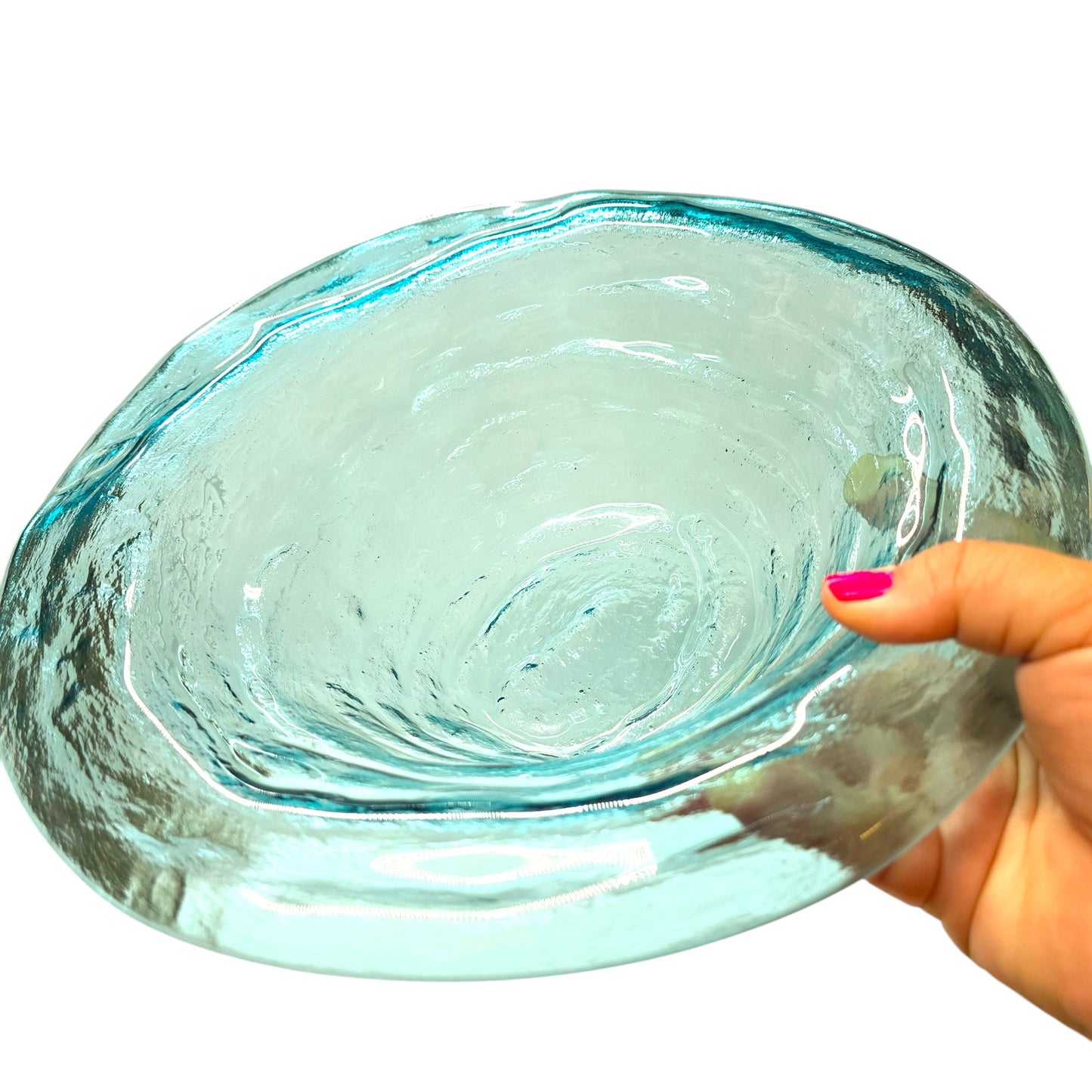 Annieglass Oval Platter, Leaf Dish Handcrafted Artisan Glass Made in USA, Textured Ribbed Glass