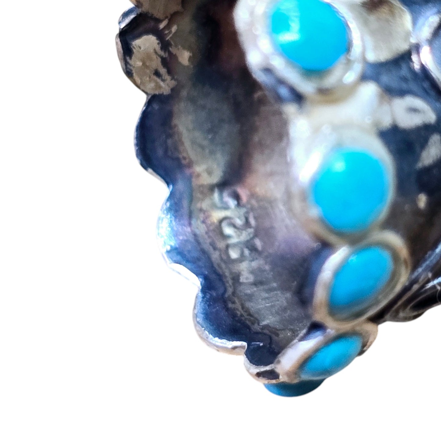 925 Sterling Silver Thimble with Turquoise Cabochon Marked Made in Mexico