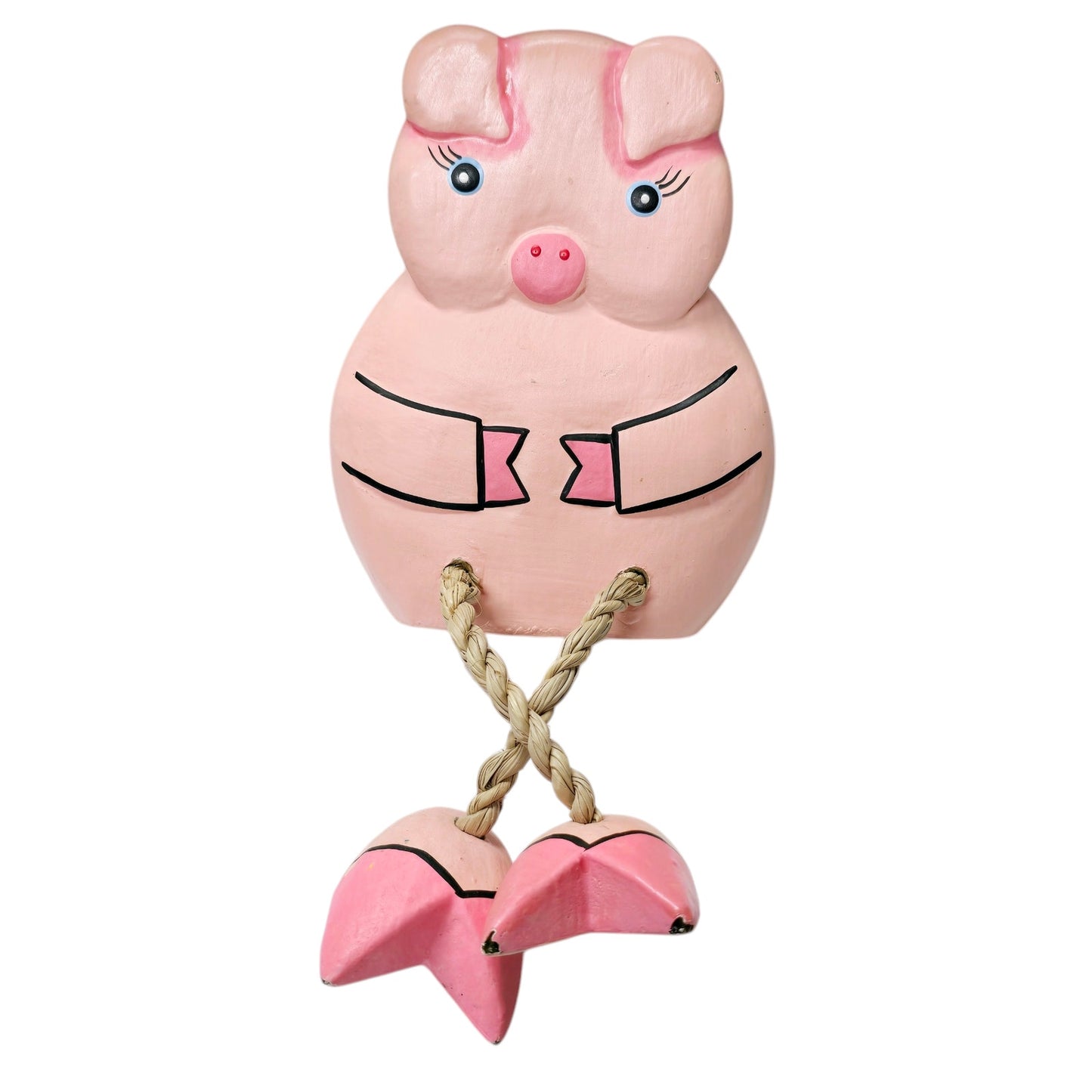 Vintage Wooden Pink Pig Shelf Sitter, Country Decor, Cottage Core, Cute Pig