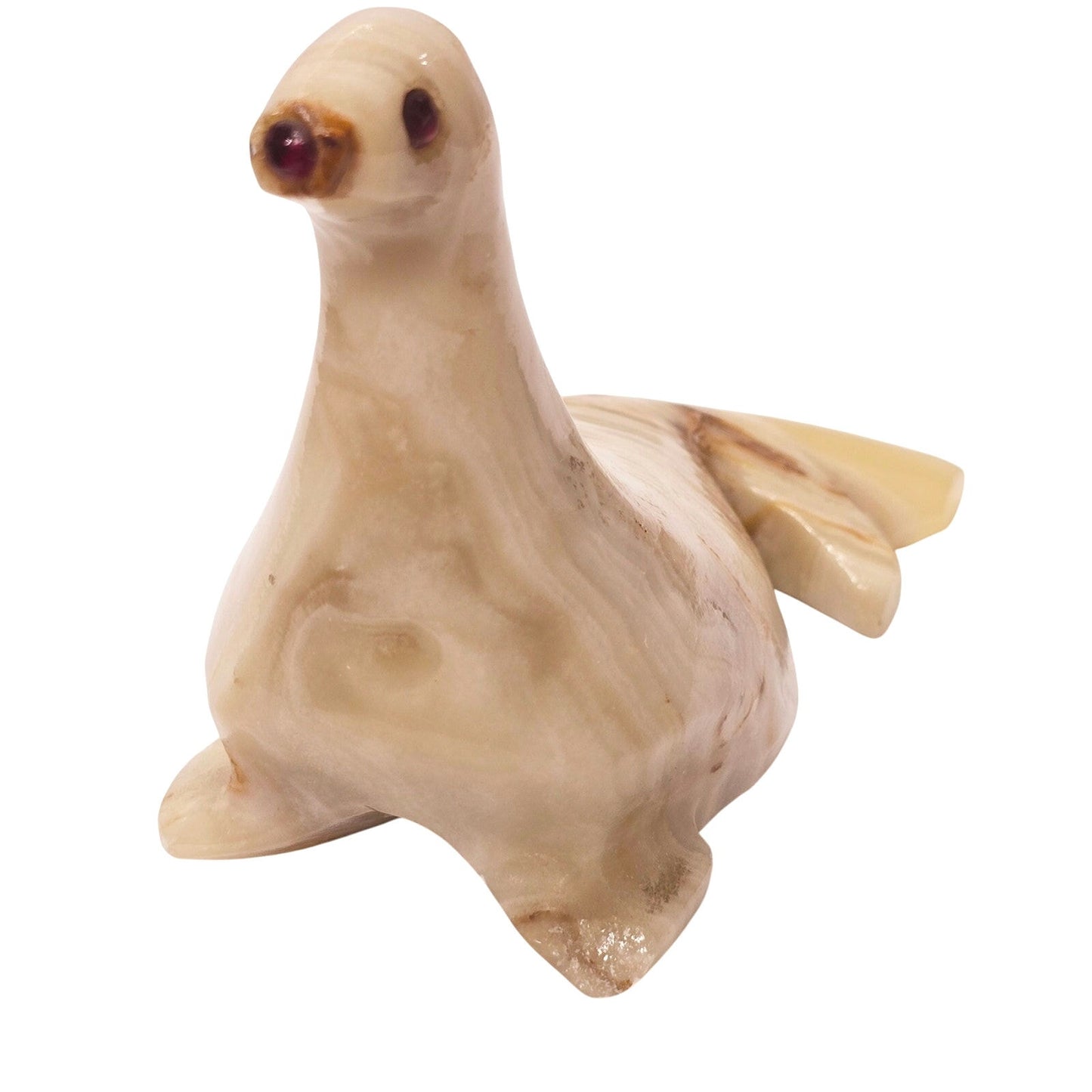 AS IS Hand Carved Onyx Seal Figurine, Vintage Sea Lion Natural Stone