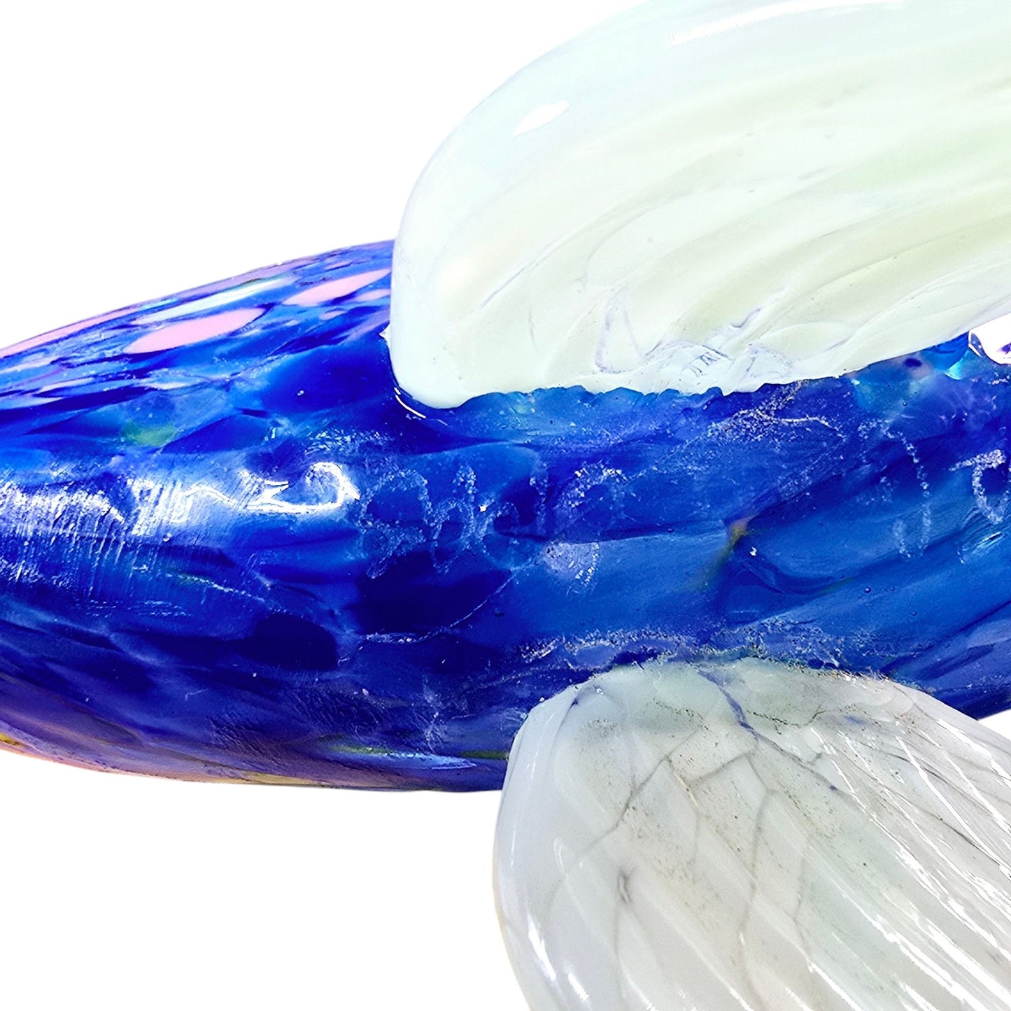 Gorgeous Blue Thames Art Glass Fish Hand Blown Fish Ornament Figurine Signed FLAW