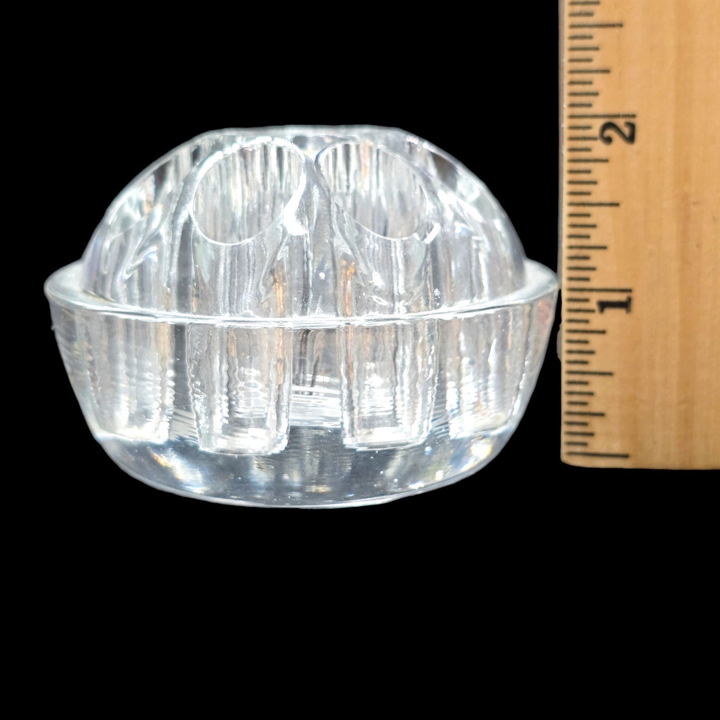 Vintage Domed Glass Flower Frog, 9 Holes, Lightly Glowy, 3" W