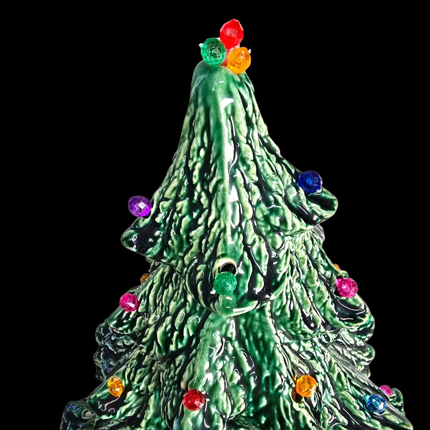 Vintage 1981 Nowells Christmas Tree Ceramic Mold 13" Lighted with Base- Works