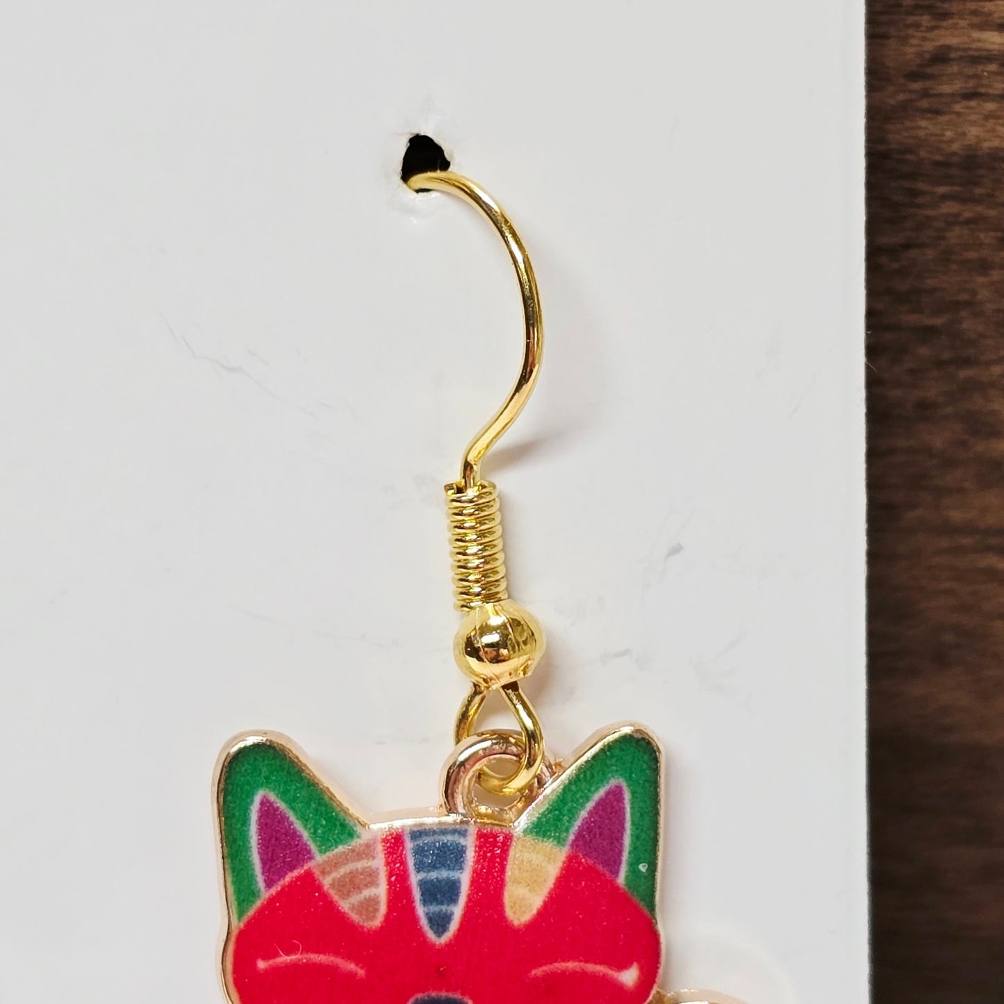 Artisan Crafted Enamelled Cat Dangle Earrings