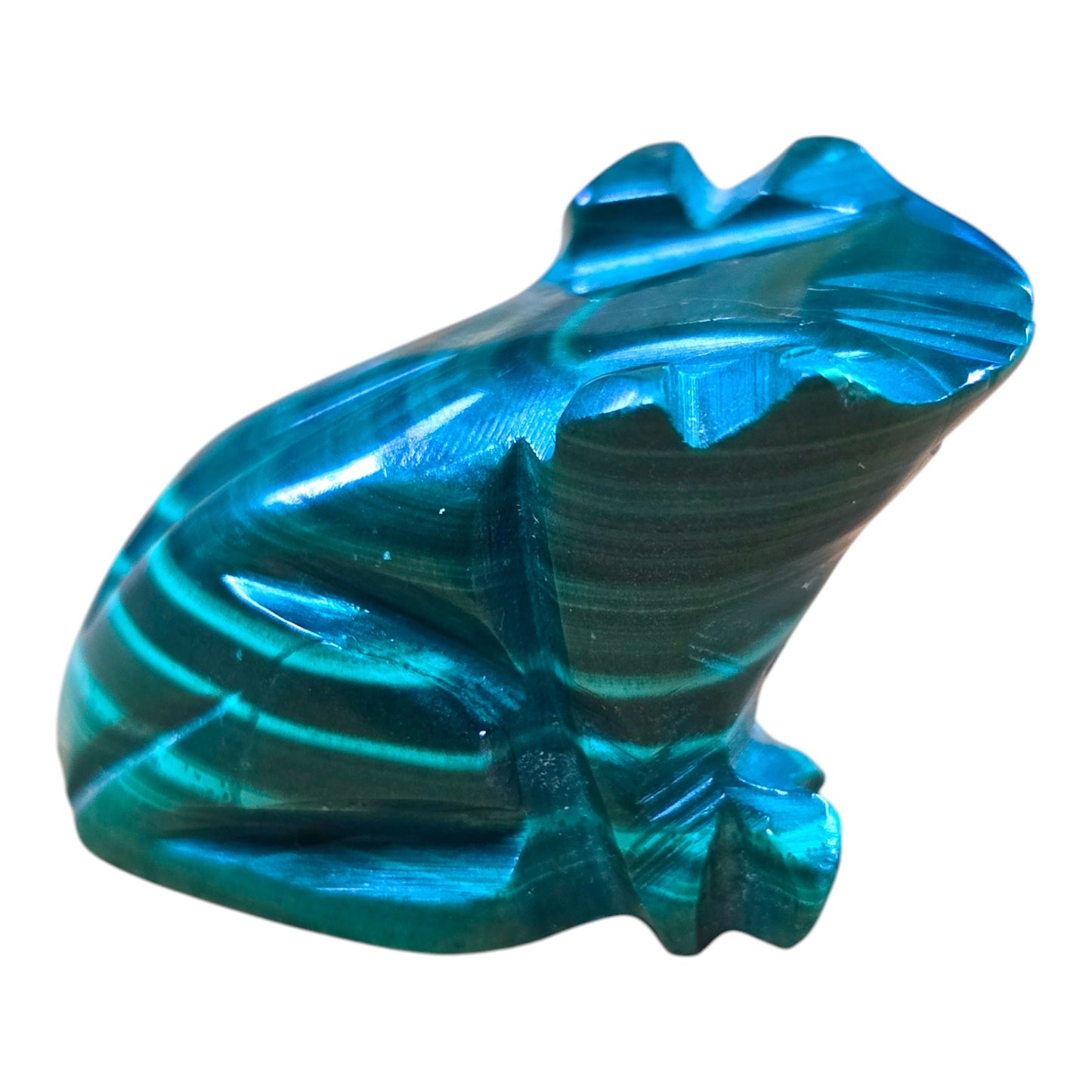 Vintage Tiny Malachite Frog Figurine FLAW, See details