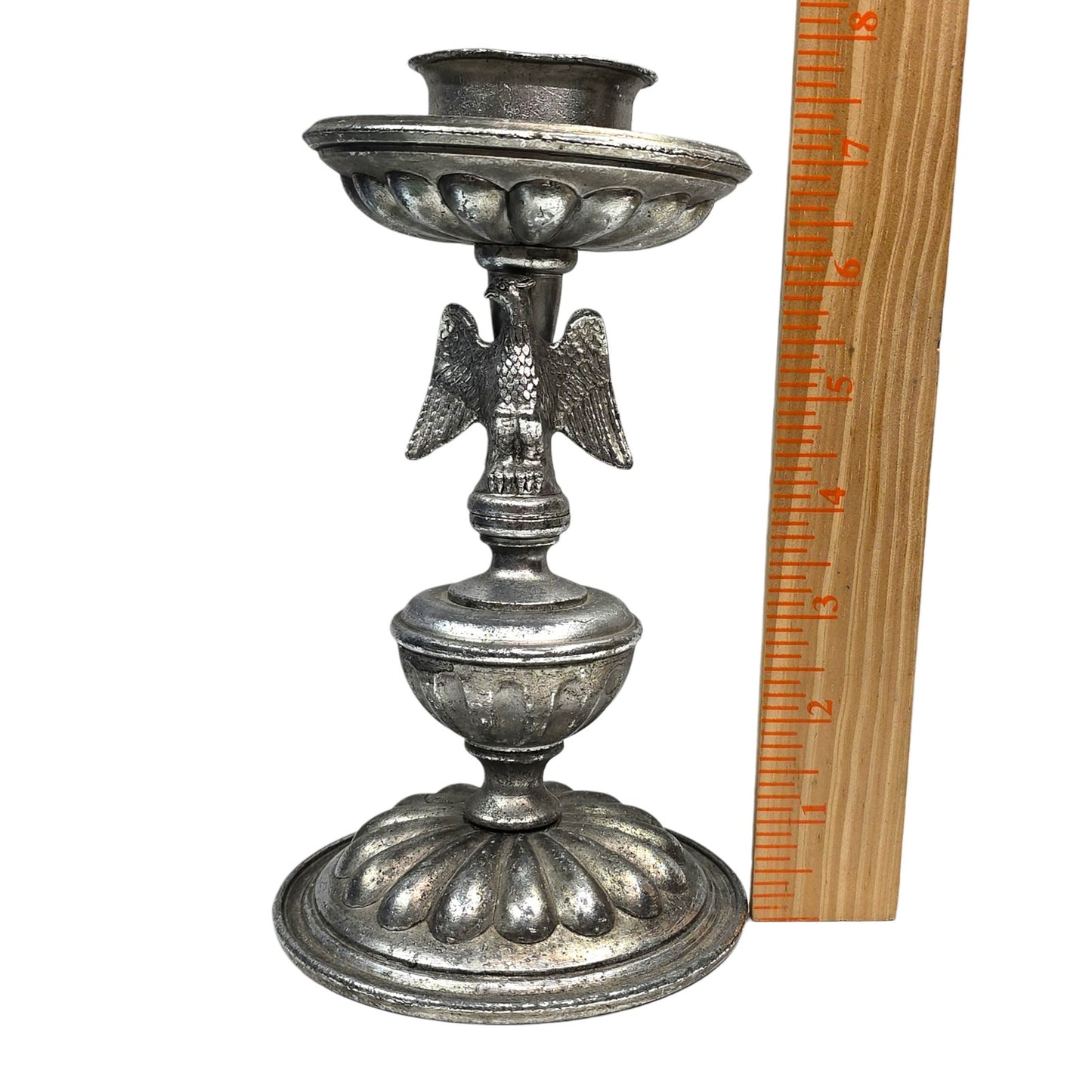 Vtg Silver Metal Eagle Candlestick Holder 8" Federal Revival Neoclassical Decor
