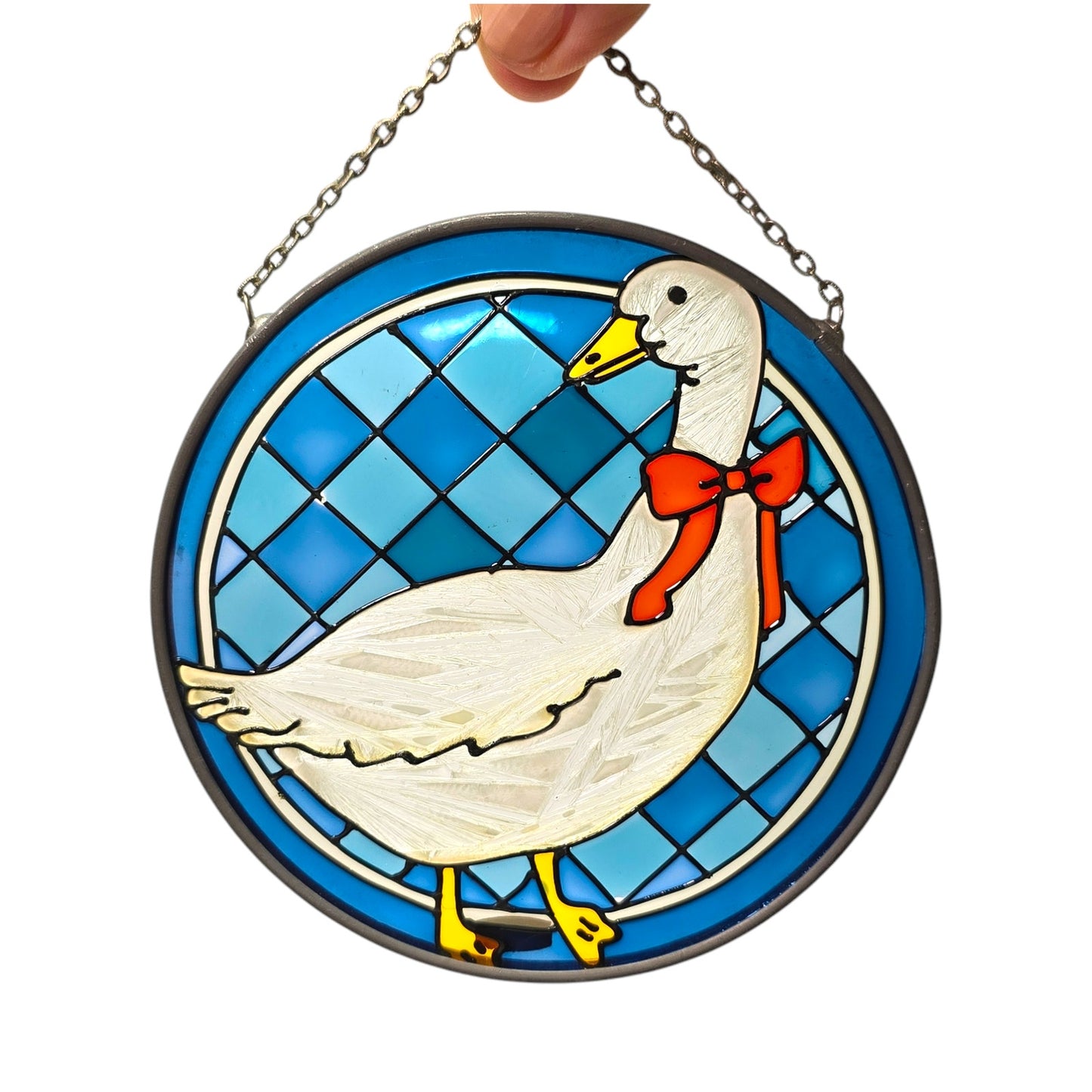 Vintage Goose Duck Stained Glass Sun Catcher, Made in Korea