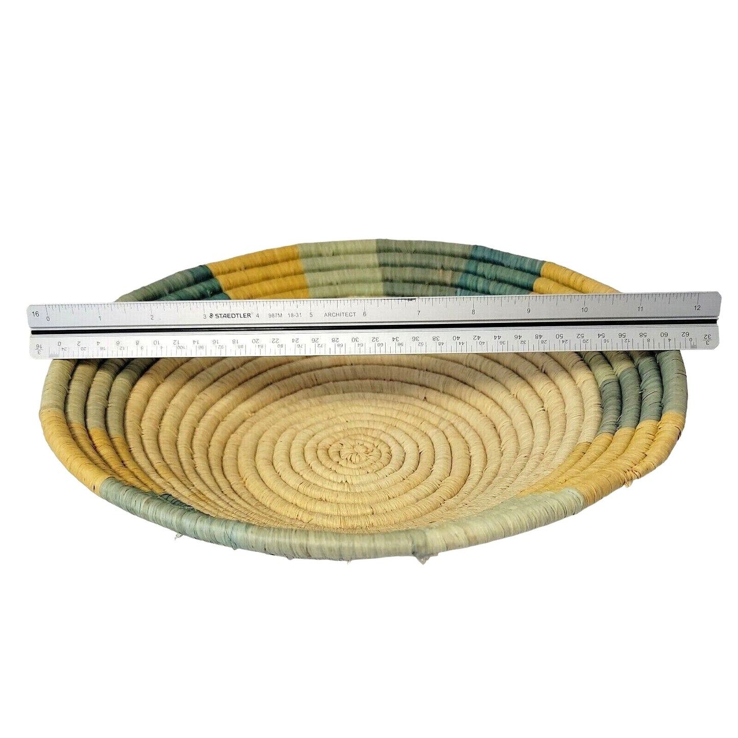 Hand Coiled Woven Grass Basket African Round Wall Baskets Hanging Art BOHO 12"