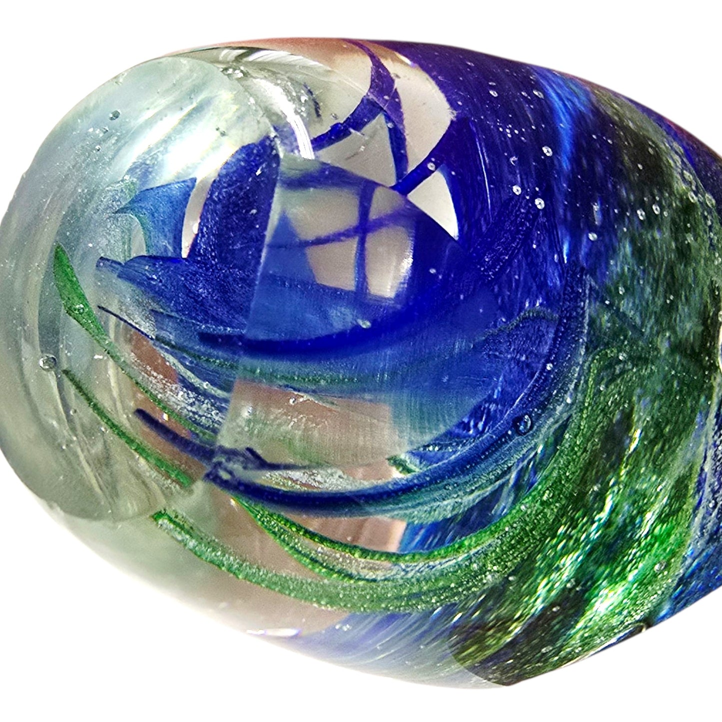 AS IS Hand-Blown Art Glass Jellyfish Paperweight, Glows 3" H