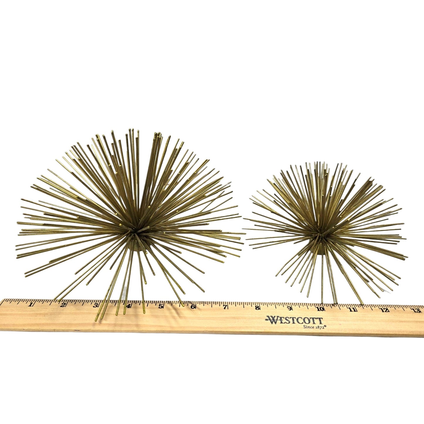 Two's Company Atomic Starburst Wall Art Set of 2 MCM Style Gold Urchin Brass