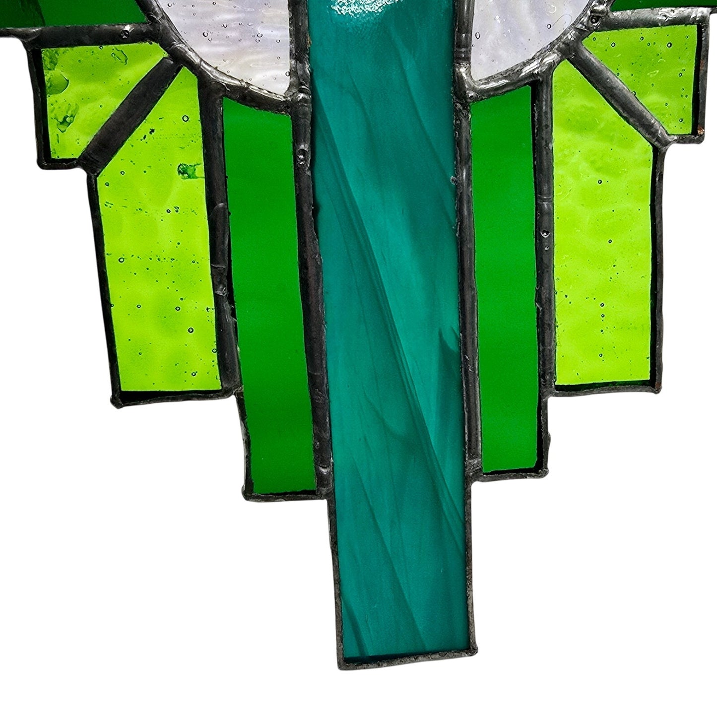 Stained Glass Cross Sun Catcher, Green Glass Cross, Easter Decor