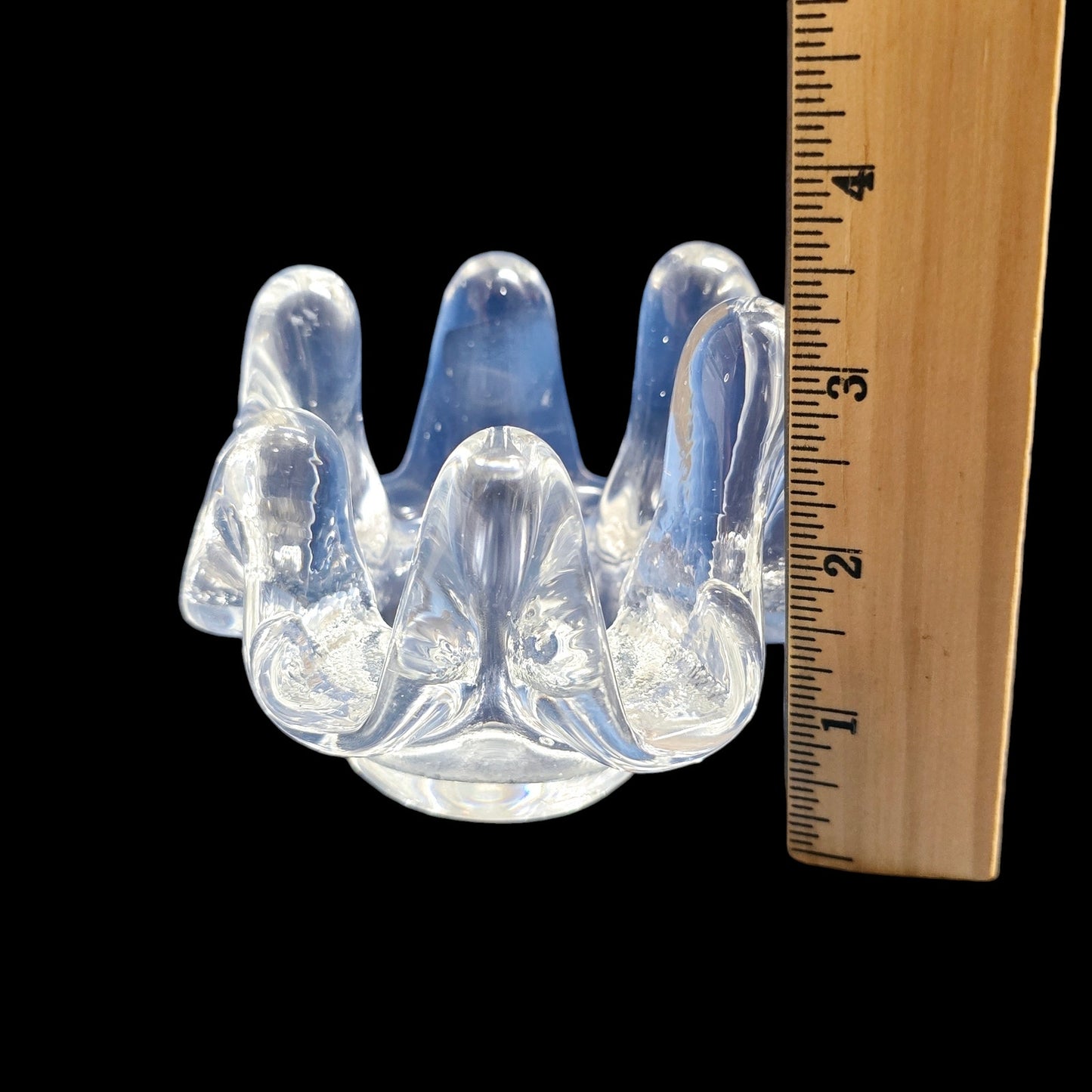 Set of 3 Handblown Randsfjord Glass Norway Special Crystal Sunflower Ice Votive Holder