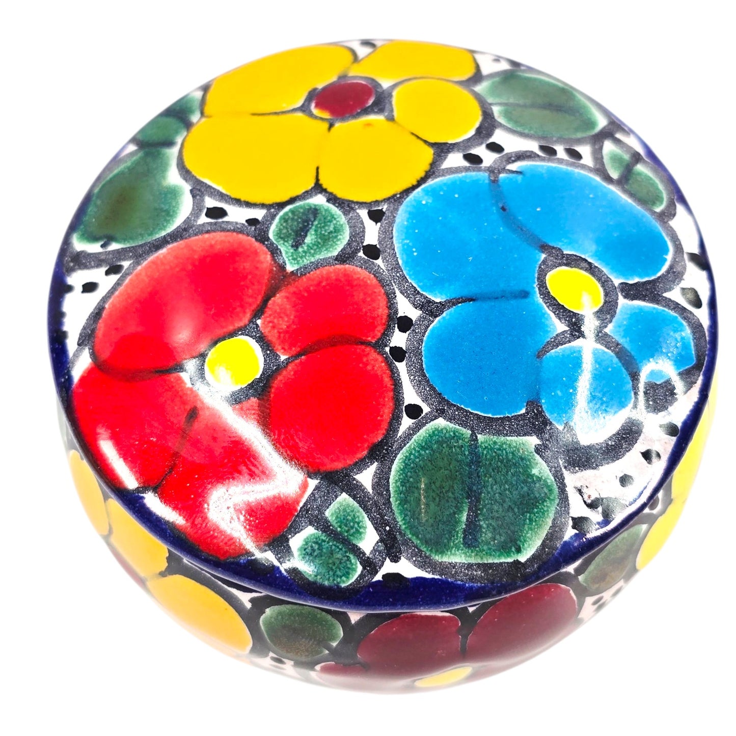 Talavera Jewelry Box Mexican Pottery Trinket Box Vibrant Colors Hand-Painted