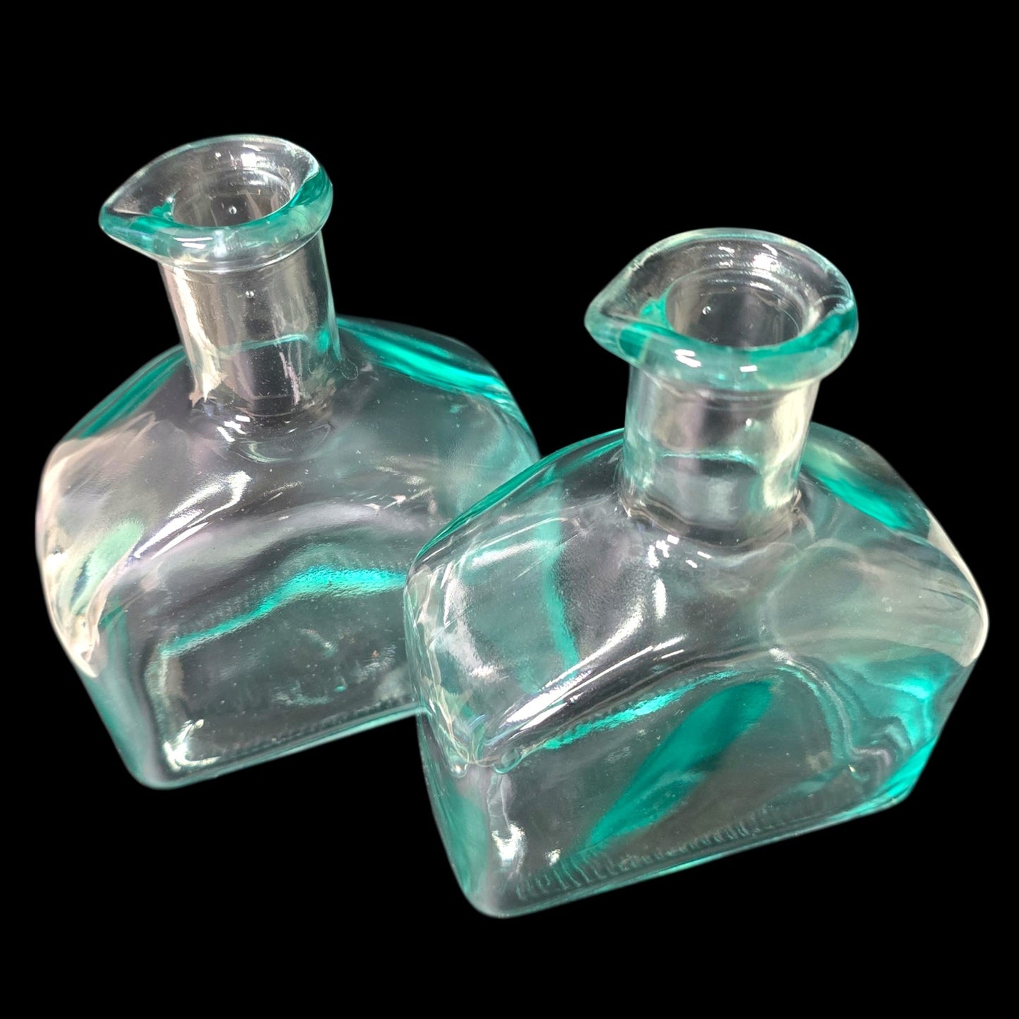 Pair Italian Glass Bottles Italy 500 ml Recycled Glass Apothecary Farmhouse Boho