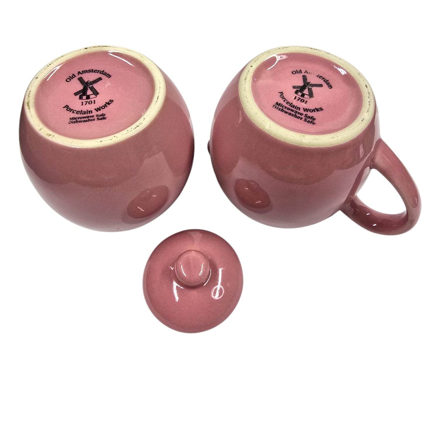 (Saved for Customer) Old Amsterdam Porcelain Works Cream + Sugar Set, Sierra Rose