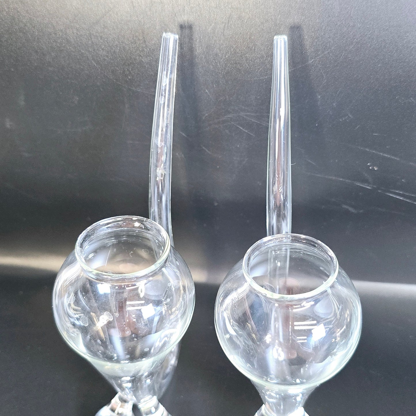 Handblown Clear Glass Cat Tail Shot Glasses with Glass Tail Straws