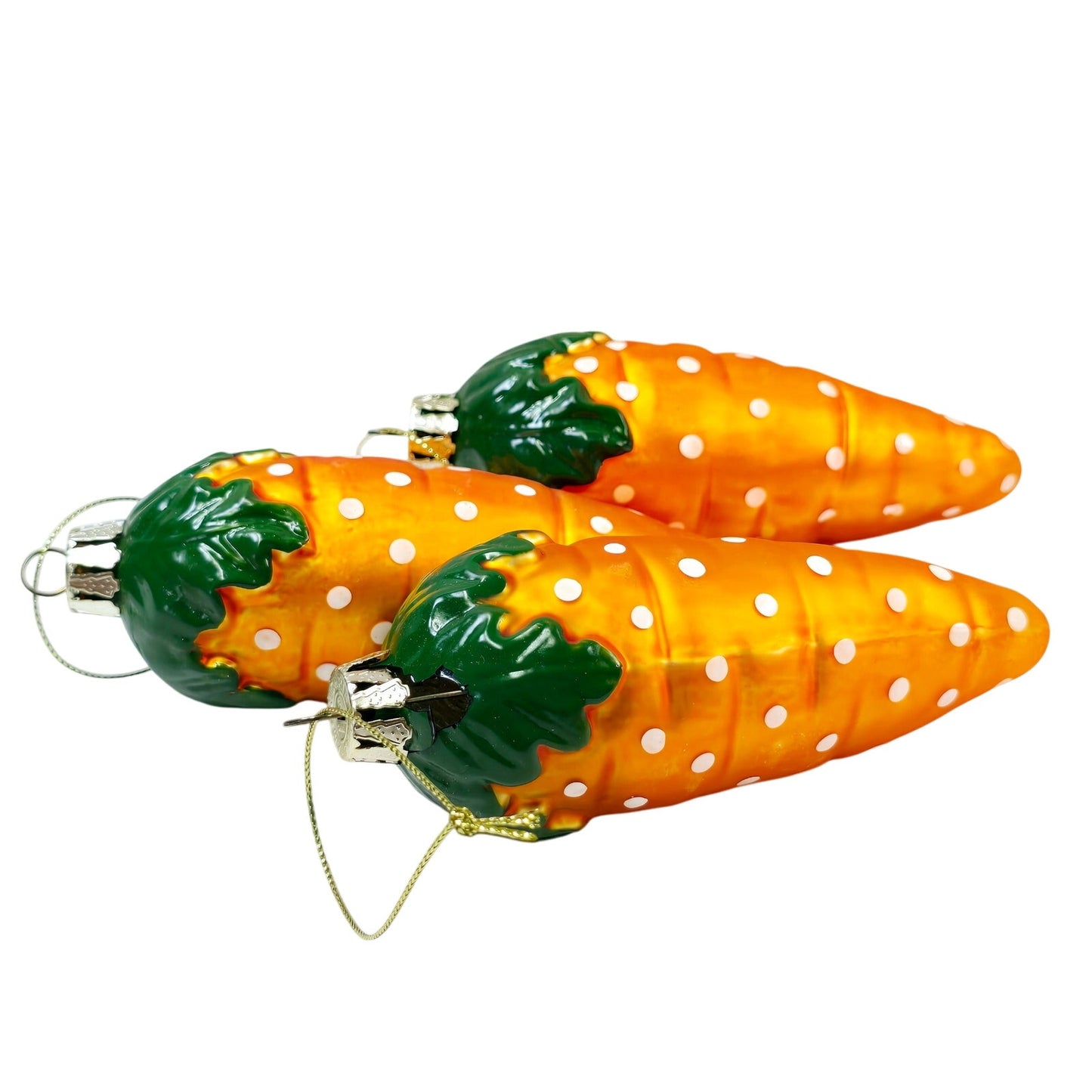 AS IS Set of 3 Blown Glass Carrot Ornaments, FLAW