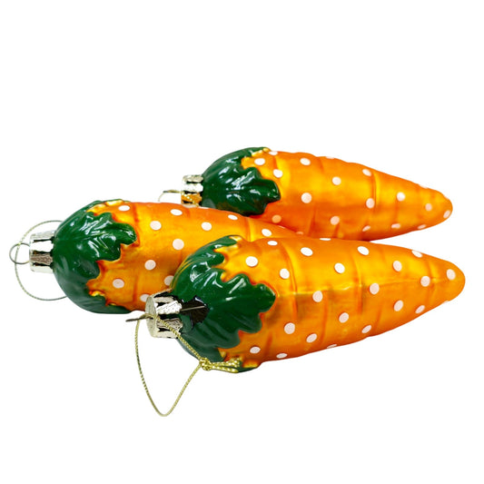 AS IS Set of 3 Blown Glass Carrot Ornaments, FLAW
