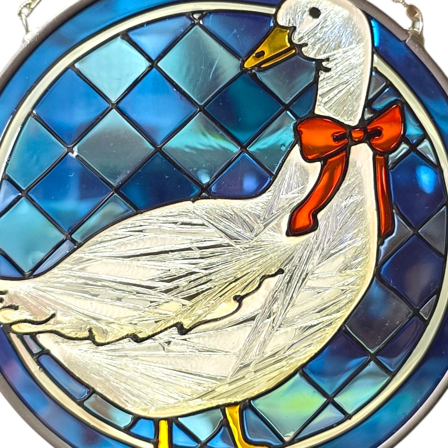 Vintage Goose Duck Stained Glass Sun Catcher, Made in Korea