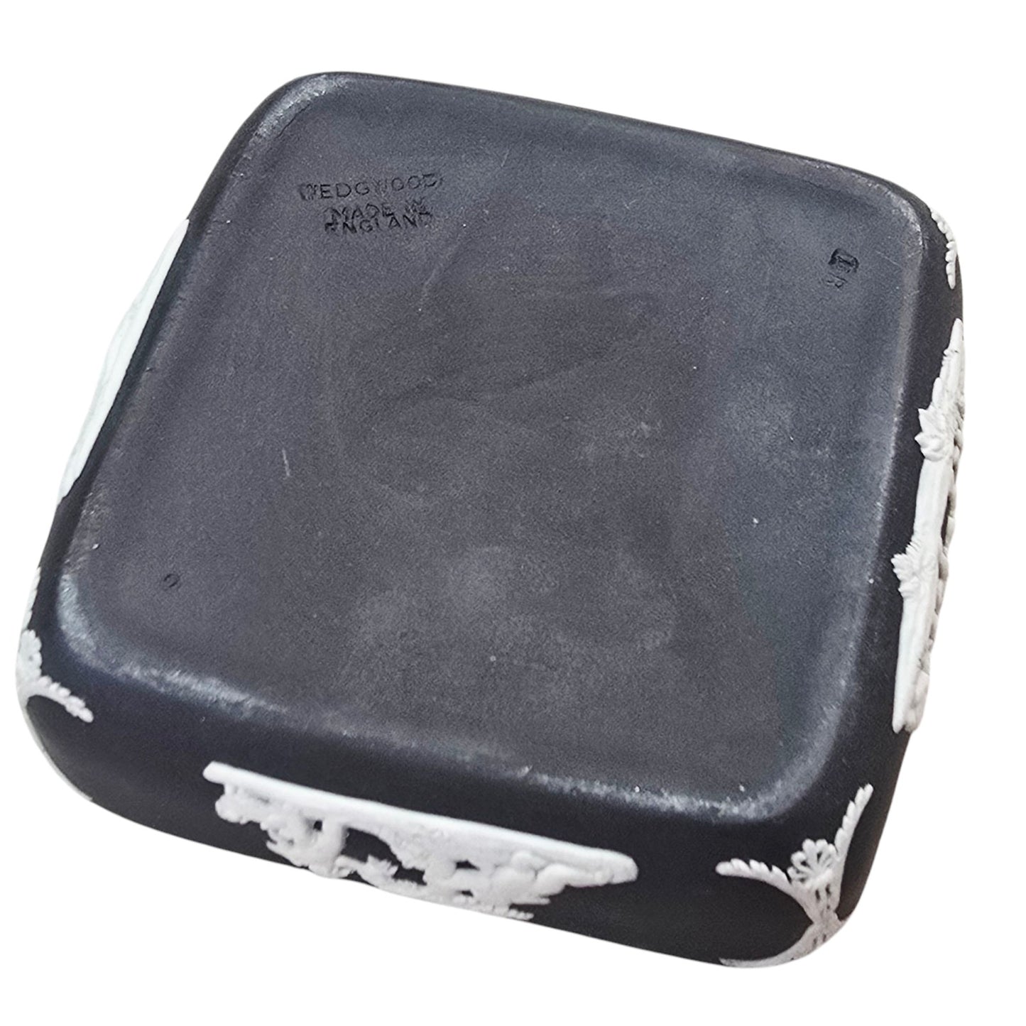 Wedgwood Black Basalt Jasperware trinket box Square Cherubs Courting Couples Made in England