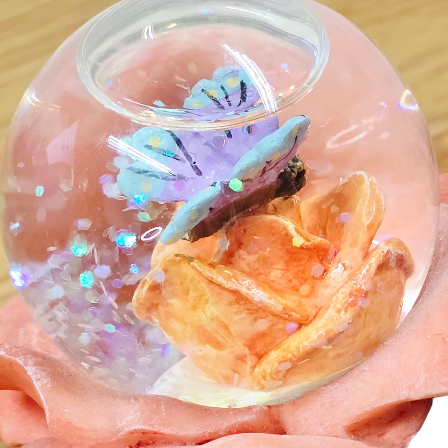 Young’s Inc Resin Bird Rose Figurine Mini Snow Globe Fairy Floral Home Decor